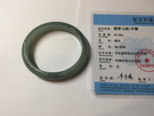 Load image into Gallery viewer, 49mm Certified Type A 100% Natural Oily Dark Green Gray Black Oval Jadeite Jade Bangle PC205-7682