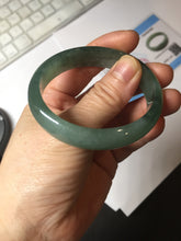 Load image into Gallery viewer, 49mm Certified Type A 100% Natural Oily Dark Green Gray Black Oval Jadeite Jade Bangle PC205-7682