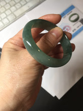 Load image into Gallery viewer, 49mm Certified Type A 100% Natural Oily Dark Green Gray Black Oval Jadeite Jade Bangle PC205-7682