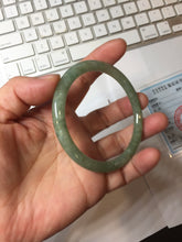 Load image into Gallery viewer, 57.4mm Certified 100% natural Type A oily dark green/ gray/brown (老油青) slim round cut jadeite jade bangle PB320-0596