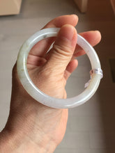 Load image into Gallery viewer, 58mm certified Type A 100% Natural light green purple brown with brown red flying dandelions slim round cut Jadeite Jade bangle PB255-3718
