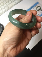Load image into Gallery viewer, 49mm Certified Type A 100% Natural Oily Dark Green Gray Black Oval Jadeite Jade Bangle PC205-7682