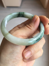 Load image into Gallery viewer, 53.6mm certified natural 100% natural Type A light green/white with green floating flowers jadeite jade bangle BP1-5003
