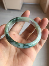 Load image into Gallery viewer, 53.6mm certified natural 100% natural Type A light green/white with green floating flowers jadeite jade bangle BP1-5003