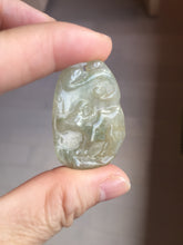 Load image into Gallery viewer, Type A 100% Natural Light Green-Gray (淡油冰) Jadeite Jade Ox Pendant | Strength, Prosperity & Steady Success Charm PC238