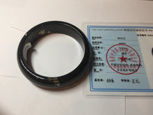 Load image into Gallery viewer, 60mm 100% Natural dark green/black meteorite Stellar Night sky broad style nephrite Jade bangle HF108-0063