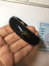 Load image into Gallery viewer, 60mm 100% Natural dark green/black meteorite Stellar Night sky broad style nephrite Jade bangle HF108-0063