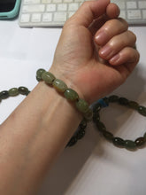 Load image into Gallery viewer, 100% Natural 12x9mm green/yellow olives shape nephrite Jade bead bracelet group HE92