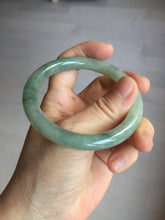 Load image into Gallery viewer, 55.4mm Certified type A 100% Natural light green gray round cut Jadeite bangle PD36-9589