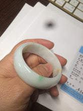 Load image into Gallery viewer, 46.7mm Certified Type A 100% Natural sunny green/white(白底青) Jadeite Jade bangle AC73-1483