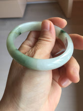 Load image into Gallery viewer, 53.9mm certified natural 100% natural Type A light green/white with green floating flowers jadeite jade bangle BP20-4999