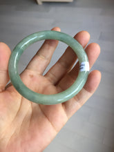 Load image into Gallery viewer, 55.4mm Certified type A 100% Natural light green gray round cut Jadeite bangle PD36-9589