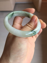 Load image into Gallery viewer, 53.9mm certified natural 100% natural Type A light green/white with green floating flowers jadeite jade bangle BP20-4999
