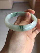 Load image into Gallery viewer, 53.9mm certified natural 100% natural Type A light green/white with green floating flowers jadeite jade bangle BP20-4999