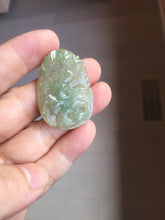 Load image into Gallery viewer, Type A 100% Natural Light Green-Gray (淡油冰) Jadeite Jade Dragon Pendant – Power, Success, Protection & Good Fortune PC239
