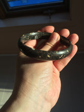 Load image into Gallery viewer, 59.5mm 100% natural black background with white/yellow/red flowers Plum blossom Jade(梅花玉) bangle SY98-5