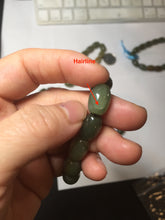 Load image into Gallery viewer, 100% Natural 12x9mm green/yellow olives shape nephrite Jade bead bracelet group HE92