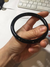 Load image into Gallery viewer, 65mm 100% Natural dark green/black meteorite Stellar Night sky slim round cut nephrite bangle HN75-0749