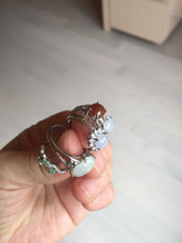 Load image into Gallery viewer, 100% natural type A icy watery light green sunny green brown red clear four-prong jadeite jade ring group PC9