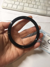 Load image into Gallery viewer, 65mm 100% Natural dark green/black meteorite Stellar Night sky slim round cut nephrite bangle HN75-0749