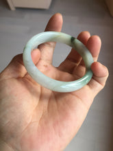 Load image into Gallery viewer, 53.9mm certified natural 100% natural Type A light green/white with green floating flowers jadeite jade bangle BP20-4999