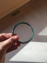 Load image into Gallery viewer, 57mm Certified Type A 100% Natural icy watery light green/blue/gray with flying snow Guatemala slim round cut Jadeite bangle BG197-2487