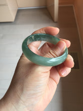 Load image into Gallery viewer, 49mm Certified Type A 100% Natural Oily Dark Green Gray Black Oval Jadeite Jade Bangle PC205-7682