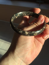 Load image into Gallery viewer, 49mm Certified Type A 100% Natural Oily Dark Green Gray Black Oval Jadeite Jade Bangle PC205-7682