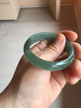 Load image into Gallery viewer, 49mm Certified Type A 100% Natural Oily Dark Green Gray Black Oval Jadeite Jade Bangle PC205-7682