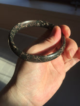 Load image into Gallery viewer, 59.5mm 100% natural black background with white/yellow/red flowers Plum blossom Jade(梅花玉) bangle SY98-6