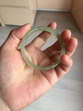 Load image into Gallery viewer, 51.5mm Certified 100% Natural icy watery light green yellow gray Clear Sky Water Green (晴水)Nephrite Bangle HN175-6930
