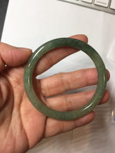 Load image into Gallery viewer, 卖了 57.4mm Certified 100% natural Type A oily dark green/ gray/brown (老油青) slim round cut jadeite jade bangle PB321-0594