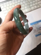 Load image into Gallery viewer, 58.2mm certified type A 100% Natural oily dark green gray black with flying snow Jadeite jade bangle PC206-7680