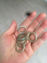 Load image into Gallery viewer, 16.1mm/size 5 1/2 100% natural type A icy watery dark green/light green/yellow/gray jadeite jade band ring BF35