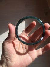 Load image into Gallery viewer, 58.3mm Certified Type A 100% Natural dark green/blue/gray Guatemala slim round cut Jadeite bangle BP202-5522