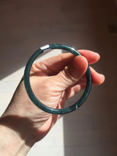 Load image into Gallery viewer, 58.3mm Certified Type A 100% Natural dark green/blue/gray Guatemala slim round cut Jadeite bangle BP202-5522