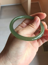 Load image into Gallery viewer, 53.7mm Certified 100% Natural lake green gray black Nephrite Bangle HN174-6922