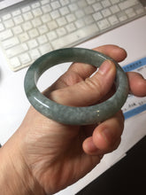 Load image into Gallery viewer, 58.2mm certified type A 100% Natural oily dark green gray black with flying snow Jadeite jade bangle PC206-7680
