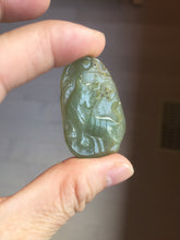 Load image into Gallery viewer, Type A 100% Natural Light Green-Gray (淡油冰) Jadeite Jade Tiger Pendant – Courage, Strength & Protection PC242
