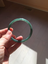 Load image into Gallery viewer, 58.5mm Certified Type A 100% Natural dark green/blue/gray with Guatemala slim round cut Jadeite bangle PE64-1472