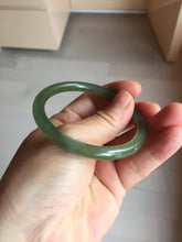 Load image into Gallery viewer, 53.7mm Certified 100% Natural lake green gray black Nephrite Bangle HN174-6922