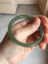 Load image into Gallery viewer, 53.7mm Certified 100% Natural lake green gray black Nephrite Bangle HN174-6922