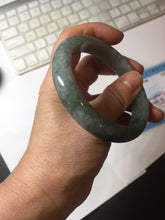 Load image into Gallery viewer, 58.2mm certified type A 100% Natural oily dark green gray black with flying snow Jadeite jade bangle PC206-7680