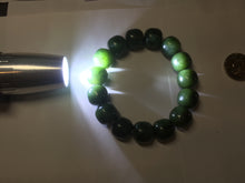 Load image into Gallery viewer, 14x13mm 100% Natural dark green/black/gray(碧玉) vintage style nephrite Jade bead bracelet HE106