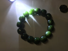 Load image into Gallery viewer, 14x13mm 100% Natural dark green/black/gray(碧玉) vintage style nephrite Jade bead bracelet HE106