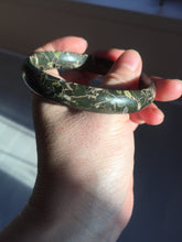 Load image into Gallery viewer, 59.5mm 100% natural black background with white/yellow/red flowers Plum blossom Jade(梅花玉) bangle SY98-7