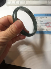 Load image into Gallery viewer, 56.8mm Certified 100% natural Type A oily dark green/gray (老油青) jadeite jade bangle PA78-6284