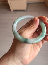 Load image into Gallery viewer, 55.3mm certified 100% natural Type A light green purple with green floating flowers round cut jadeite jade bangle BS110-2523