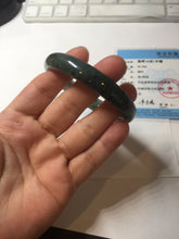 Load image into Gallery viewer, 56.8mm Certified 100% natural Type A oily dark green/gray (老油青) jadeite jade bangle PA78-6284