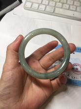 Load image into Gallery viewer, 55.4mm Certified type A 100% Natural light green gray round cut Jadeite bangle PD36-9589